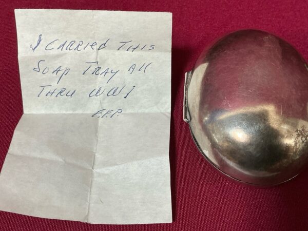 WWI Soldier’s Sterling Silver Soap Tray – 93 Grams – With Handwritten Note!