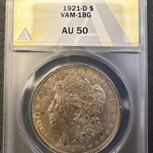 1921 D Morgan Dollar VAM-1BG + Monster Toning = AU50 - RARE!