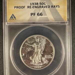 1938 Walking Liberty Half ANACS PF66 - Re-Engraved Rays! NEAR CAMEO - RARE!